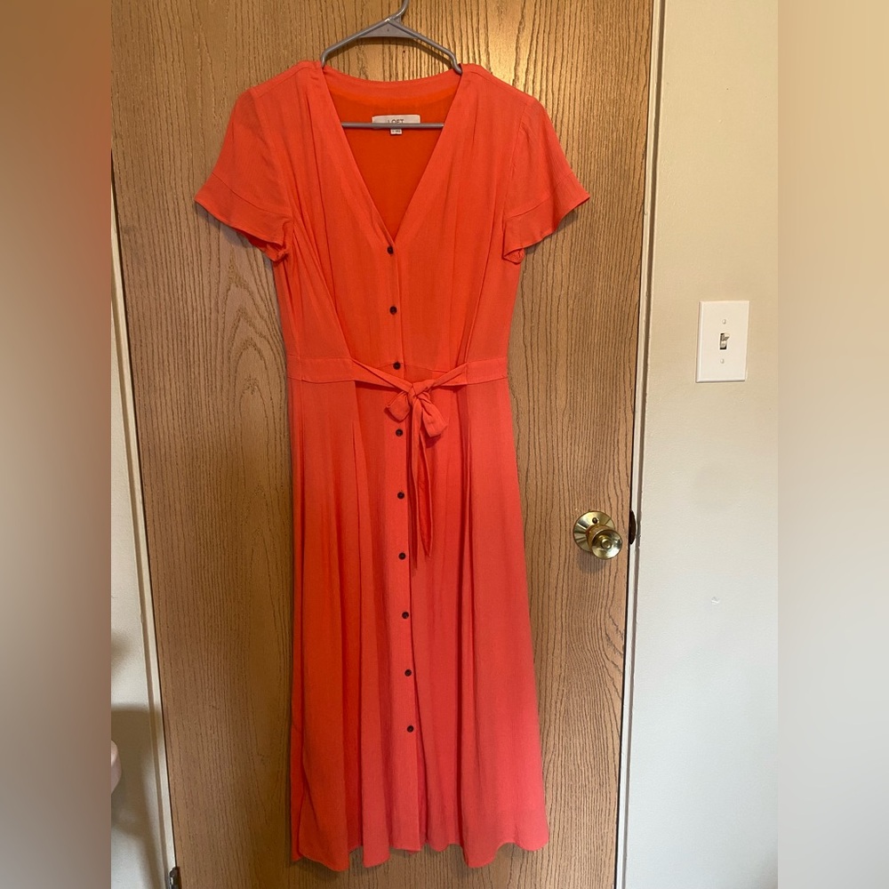 Coral Button-Down Dress